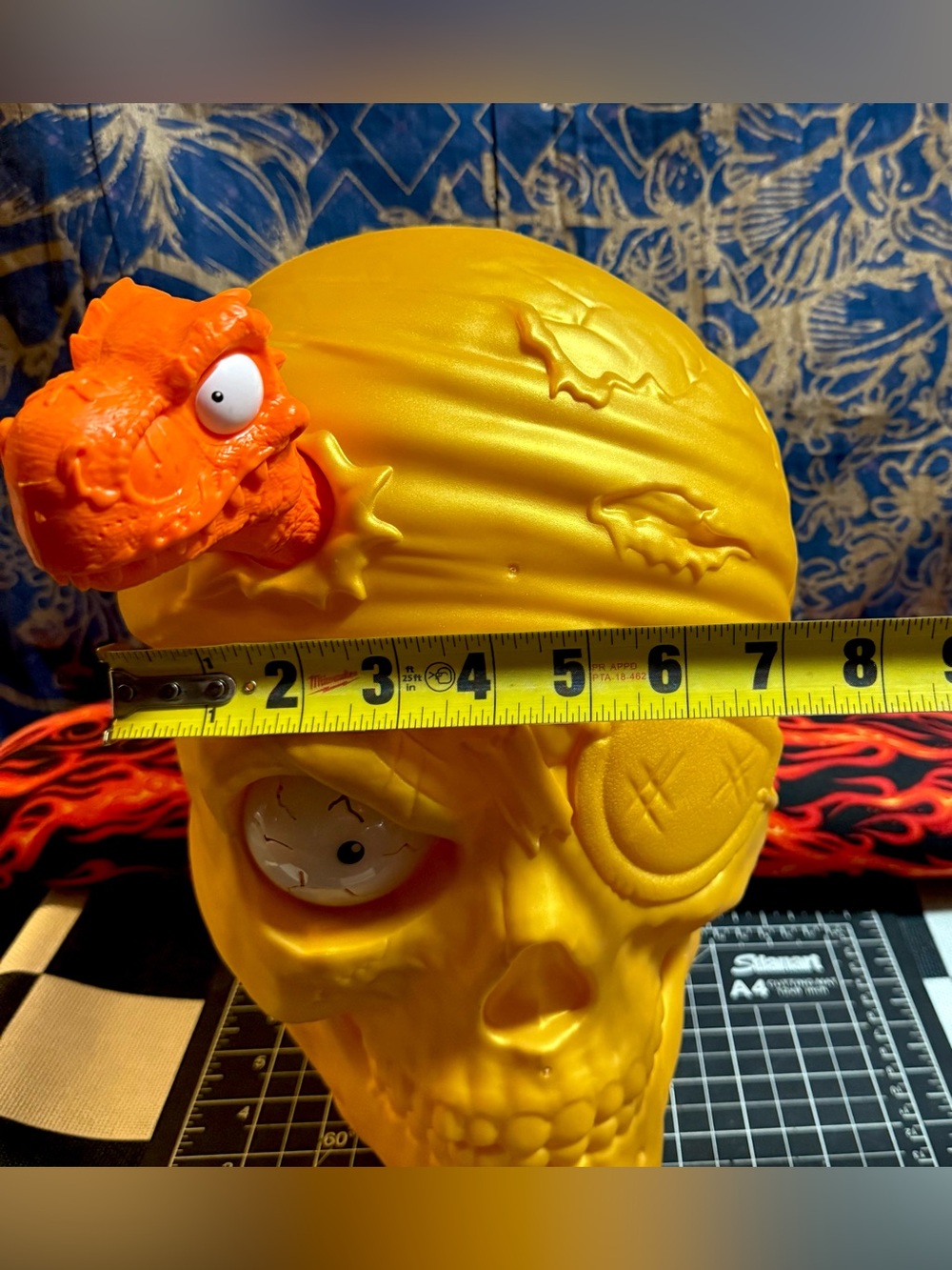 Giant Skull Light Up Talking Giant Skull Halloween Blow Mold Spooky Pirate - Picture 6 of 12